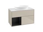 Villeroy und Boch Finion Waschtischunterschrank FA11PDHH 100cm, Abdeckplatte white matt, Regale Black matt lacquer, Sand Matt Lacquer