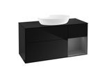 Villeroy und Boch Finion Waschtischunterschrank GA72GKPH 120cm, Abdeckplatte black matt, Emotion, Regale Anthracite matt lacquer, Glossy Black Lacquer