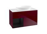 Villeroy und Boch Finion Waschtischunterschrank FA11PHHB 100cm, Abdeckplatte white matt, Regale Glossy black lacquer, Peony Matt