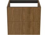 Ideal Standard Conca Waschtisch-Unterschrank T4355Y5 ohne Waschtisch-Platte, 2 Auszüge, 60x50,5x54 cm, Walnuss dunkel Furnier