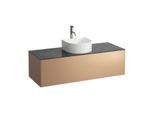 LAUFEN Sonar Schubladenelement/Sideboard H4054250341411 117,5x34x45,5cm, Ausschnitt Mitte, mit Hahnloch, Kupfer/Nero Marquina