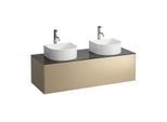 LAUFEN Sonar Schubladenelement/Sideboard H4054280341401 117,5x34x45,5cm, Ausschnitt links/rechts, mit Hahnloch, Gold/Nero Marquina