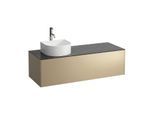 LAUFEN Sonar Schubladenelement/Sideboard H4054260341401 117,5x34x45,5cm, Ausschnitt links, mit Hahnloch, Gold/Nero Marquina