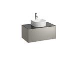 LAUFEN Sonar Schubladenelement/Sideboard H4054150341421 77,5x34x45,5cm, Ausschnitt Mitte, mit Hahnloch, Titan/Nero Marquina
