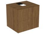 Ideal Standard Conca Waschtisch-Unterschrank T3940Y5 mit Ausschnitt, 2 Auszüge, 60x50,5x55 cm, mittig, Walnuss dunkel Furnier