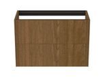 Ideal Standard Conca Waschtisch-Unterschrank T4352Y5 ohne Waschtisch-Platte, 2 Auszüge, 80x37x54 cm, Walnuss dunkel Furnier