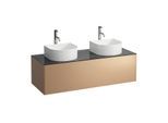 LAUFEN Sonar Schubladenelement/Sideboard H4054280341411 117,5x34x45,5cm, Ausschnitt links/rechts, mit Hahnloch, Kupfer/Nero Marquina