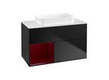 Villeroy und Boch Finion Waschtischunterschrank F651HBPD 100x60,3x50,1cm, Regal links Peony, Black matt lacquer