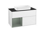 Villeroy und Boch Finion Waschtischunterschrank F652GMGF 100x60,3x50,1cm, Regal links Olive Matt Lacquer, Glossy white lacquer