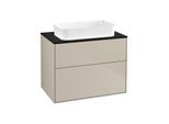 Villeroy und Boch Finion Waschtischunterschrank G63200HH 80x60,3x50,1mm, Wandbeleuchtung, Glass Black Matt, Sand Matt Lacquer