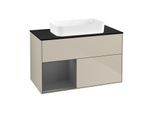 Villeroy und Boch Finion Waschtischunterschrank F652GKHH 100x60,3x50,1cm, Regal links Anthracite matt, Sand Matt Lacquer
