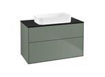 Villeroy und Boch Finion Waschtischunterschrank G64200GM 100x60,3x50,1mm, Wandbeleuchtung, Glass Black Matt, Olive Matt Lacquer