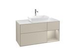 Villeroy und Boch Finion Waschtischunterschrank F831HHHH 120cm, Abdeckplatte white matt, Regale sand matt lacquer, Sand Matt Lacquer