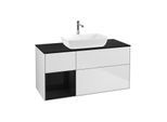 Villeroy und Boch Finion Waschtischunterschrank G822PHMT 120cm, Abdeckplatte black matt, Emotion, Regale Glossy black lacquer, White matt lacquer