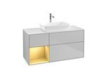 Villeroy und Boch Finion Waschtischunterschrank G821HFGJ 120cm, Abdeckplatte white matt, Emotion, Regale Gold matt lacquer, Light grey matt