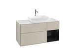 Villeroy und Boch Finion Waschtischunterschrank G831PHHH 120cm, Abdeckplatte white matt, Emotion, Regale Glossy black lacquer, Sand Matt Lacquer