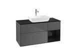 Villeroy und Boch Finion Waschtischunterschrank F832PHGK 120cm, Abdeckplatte black matt, Regale Glossy black lacquer, Anthracite matt