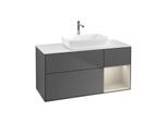 Villeroy und Boch Finion Waschtischunterschrank G831HHGK 120cm, Abdeckplatte white matt, Emotion, Regale sand matt lacquer, Anthracite matt