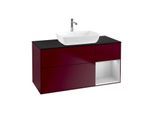 Villeroy und Boch Finion Waschtischunterschrank F832GJHB 120cm, Abdeckplatte black matt, Regale Light grey matt lacquer, Peony Matt