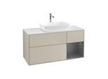 Villeroy und Boch Finion Waschtischunterschrank G831GKHH 120cm, Abdeckplatte white matt, Emotion, Regale Anthracite matt lacquer, Sand Matt Lacquer