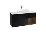 Villeroy und Boch Finion Waschtischunterschrank G831GNPH 120cm, Abdeckplatte white matt, Emotion, Regale Walnut Veneer, Glossy Black Lacquer