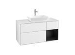 Villeroy und Boch Finion Waschtischunterschrank G831PDGF 120cm, Abdeckplatte white matt, Emotion, Regale Black matt lacquer, Glossy white lacquer