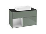 Villeroy und Boch Finion Waschtischunterschrank G652GJGM 100x60,3x50,1cm, Regal links Light grey matt, Olive Matt Lacquer