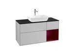 Villeroy und Boch Finion Waschtischunterschrank F832HBGJ 120cm, Abdeckplatte black matt, Regale Peony matt lacquer, Light grey matt