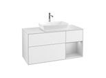 Villeroy und Boch Finion Waschtischunterschrank F831GJGF 120cm, Abdeckplatte white matt, Regale Light grey matt lacquer, Glossy white lacquer