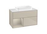 Villeroy und Boch Finion Waschtischunterschrank G651HHHH 100x60,3x50,1cm, Regal links Sand Matt Lacquer, Sand Matt Lacquer