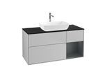 Villeroy und Boch Finion Waschtischunterschrank F832HGGJ 120cm, Abdeckplatte black matt, Regale Midnight matt lacquer, Light grey matt