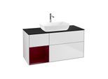 Villeroy und Boch Finion Waschtischunterschrank G822HBMT 120cm, Abdeckplatte black matt, Emotion, Regale Peony matt lacquer, White matt lacquer