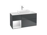 Villeroy und Boch Finion Waschtischunterschrank G821MTHG 120cm, Abdeckplatte white matt, Emotion, Regale White matt lacquer, Midnight Blue Matt Lacquer