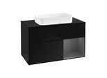 Villeroy und Boch Finion Waschtischunterschrank G662GKPH 100x60,3x50,1cm, Regal rechts Anthracite matt, Glossy Black Lacquer