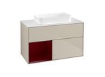 Villeroy und Boch Finion Waschtischunterschrank G651HBHH 100x60,3x50,1cm, Regal links Peony, Sand Matt Lacquer