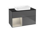 Villeroy und Boch Finion Waschtischunterschrank G652HHGK 100x60,3x50,1cm, Regal links Sand Matt Lacquer, Anthracite matt