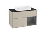 Villeroy und Boch Finion Waschtischunterschrank G662GKHH 100x60,3x50,1cm, Regal rechts Anthracite matt, Sand Matt Lacquer