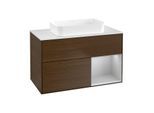 Villeroy und Boch Finion Waschtischunterschrank G661GJGN 100x60,3x50,1cm, Regal rechts Light grey matt, Walnut veneer
