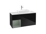 Villeroy und Boch Finion Waschtischunterschrank G821GMPH 120cm, Abdeckplatte white matt, Emotion, Regale Olive matt lacquer, Glossy Black Lacquer