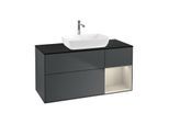Villeroy und Boch Finion Waschtischunterschrank F832HHHG 120cm, Abdeckplatte black matt, Regale sand matt lacquer, Midnight Blue Matt Lacquer