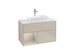Villeroy und Boch Finion Waschtischunterschrank F771HHHH 100cm, Abdeckplatte white matt, Regale sand matt lacquer, Sand Matt Lacquer