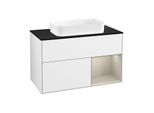 Villeroy und Boch Finion Waschtischunterschrank G662HHGF 100x60,3x50,1cm, Regal rechts Sand Matt, Glossy white lacquer