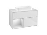 Villeroy und Boch Finion Waschtischunterschrank G651MTMT 100x60,3x50,1cm, Regal links White matt lacquer, White matt lacquer
