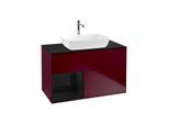Villeroy und Boch Finion Waschtischunterschrank F772PHHB 100cm, Abdeckplatte black matt, Regale Glossy black lacquer, Peony Matt