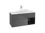 Villeroy und Boch Finion Waschtischunterschrank G831PHGK 120cm, Abdeckplatte white matt, Emotion, Regale Glossy black lacquer, Anthracite matt