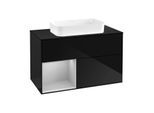 Villeroy und Boch Finion Waschtischunterschrank G652GJPH 100x60,3x50,1cm, Regal links Light grey matt, Glossy Black Lacquer