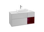 Villeroy und Boch Finion Waschtischunterschrank F831HBGJ 120cm, Abdeckplatte white matt, Regale Peony matt lacquer, Light grey matt