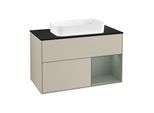 Villeroy und Boch Finion Waschtischunterschrank F662GMHH 100x60,3x50,1cm, Regal rechts Olive Matt Lacquer, Sand Matt Lacquer