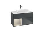 Villeroy und Boch Finion Waschtischunterschrank F771HHHG 100cm, Abdeckplatte white matt, Regale sand matt lacquer, Midnight Blue Matt Lacquer