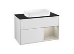 Villeroy und Boch Finion Waschtischunterschrank G662HHMT 100x60,3x50,1cm, Regal rechts Sand Matt, White matt lacquer